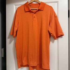 Under Armour Orange Striped Golf Polo Shirt